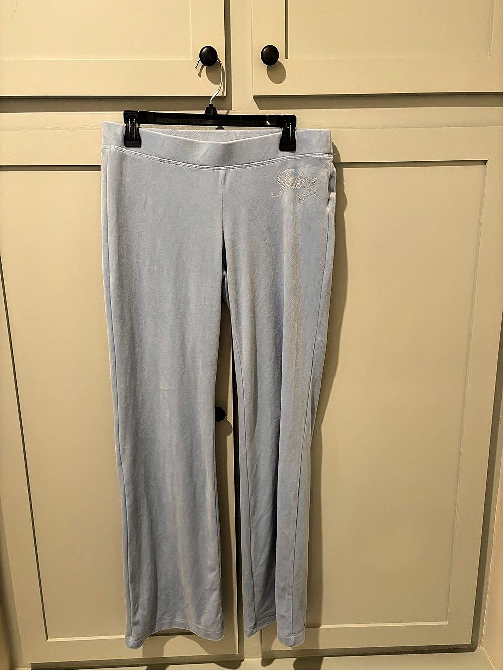 Juicy Couture Baby Blue Velour Rhinestone Pants